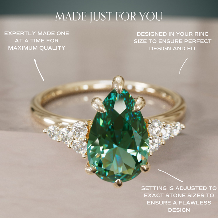 Celestial engagement ring Nature Inspired with Green Sapphire By Valley Rose