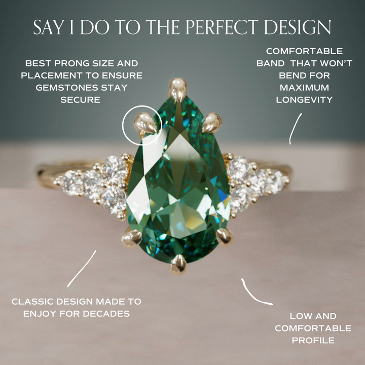 Celestial engagement ring Nature Inspired with Green Sapphire By Valley Rose