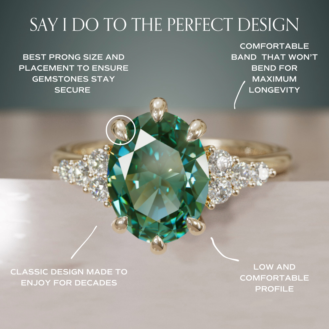 Celestial engagement ring Nature Inspired with Green Sapphire By Valley Rose