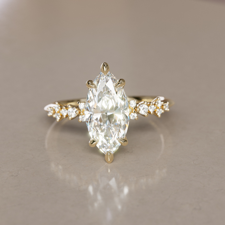 Celestial engagement ring Nature Inspired with Marquise Diamond By Valley Rose