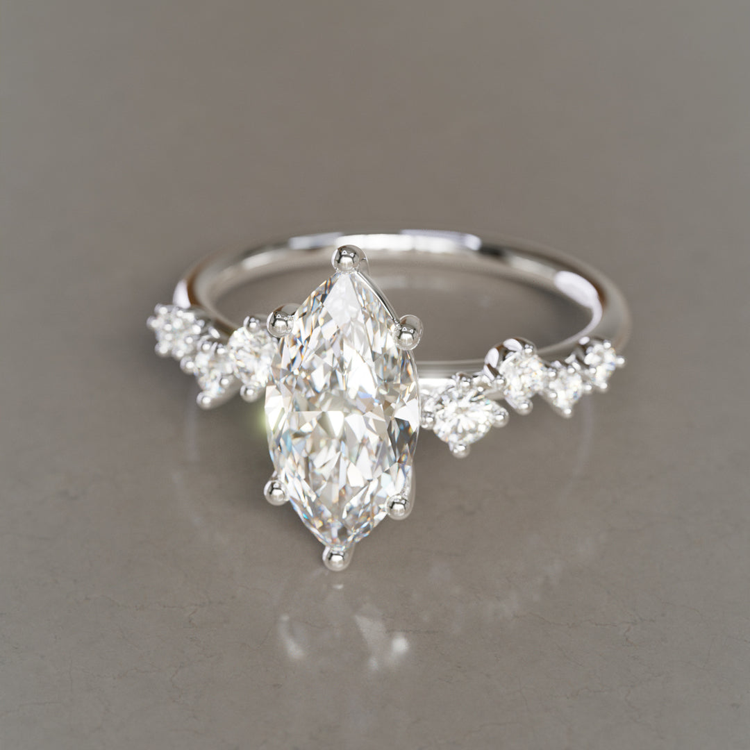 Celestial engagement ring Nature Inspired with Marquise Diamond By Valley Rose