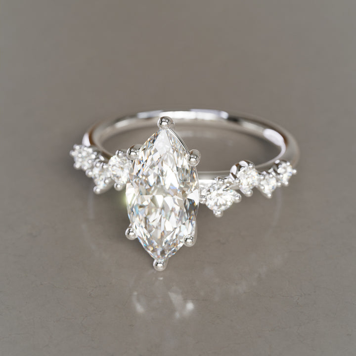 Celestial engagement ring Nature Inspired with Marquise Diamond By Valley Rose