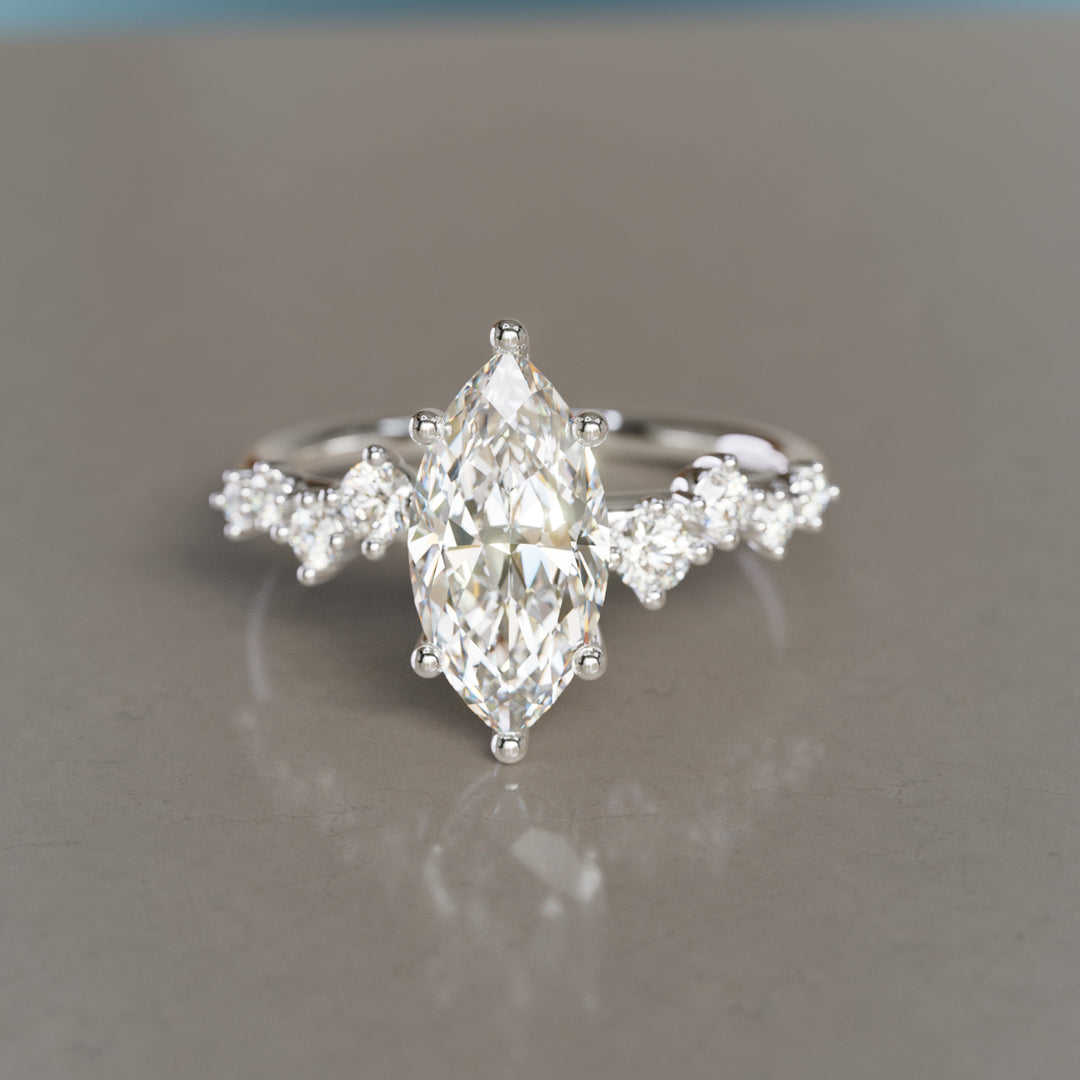 Celestial engagement ring Nature Inspired with Marquise Diamond By Valley Rose