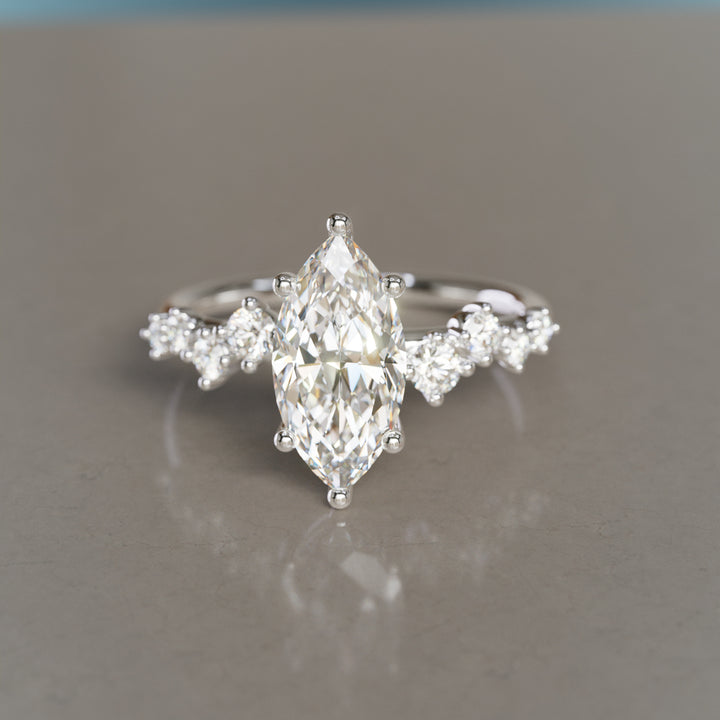 Celestial engagement ring Nature Inspired with Marquise Diamond By Valley Rose