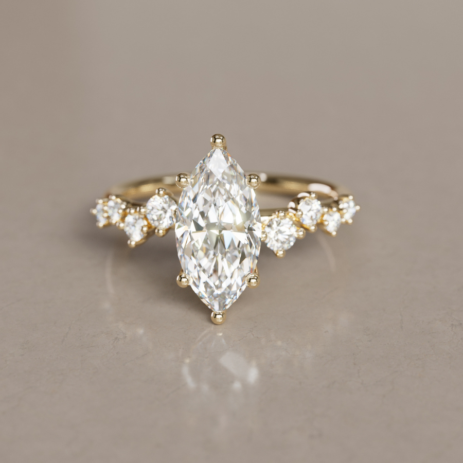 Celestial engagement ring Nature Inspired with Marquise Diamond By Valley Rose