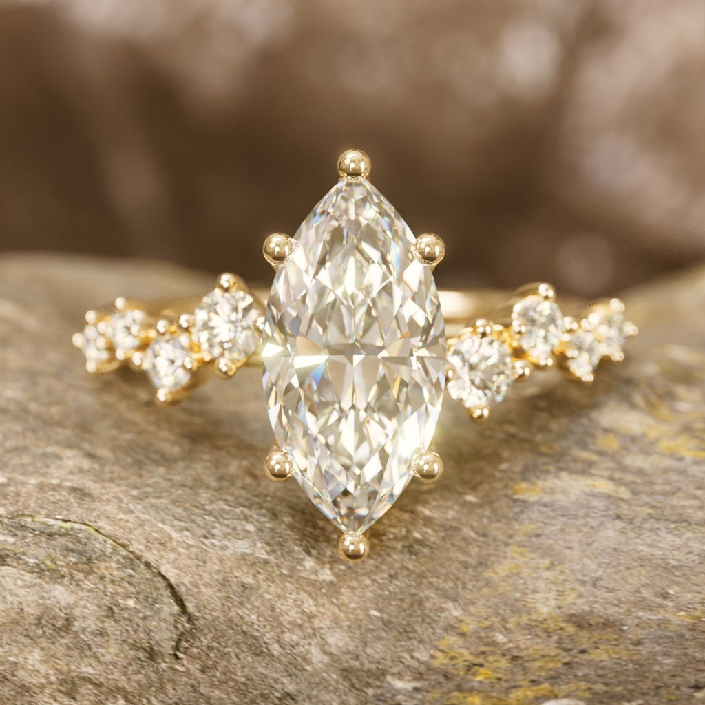 Celestial engagement ring Nature Inspired with Marquise Diamond By Valley Rose