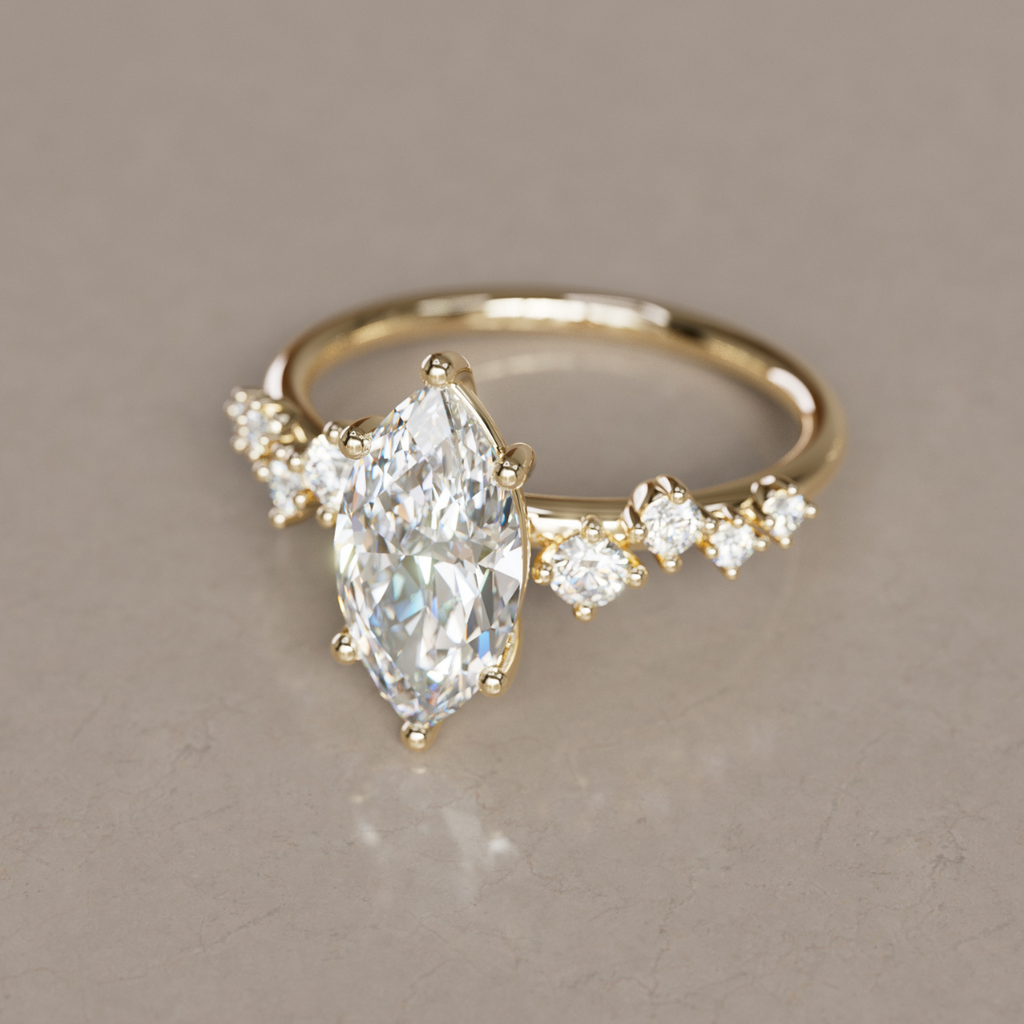 Celestial engagement ring Nature Inspired with Marquise Diamond By Valley Rose