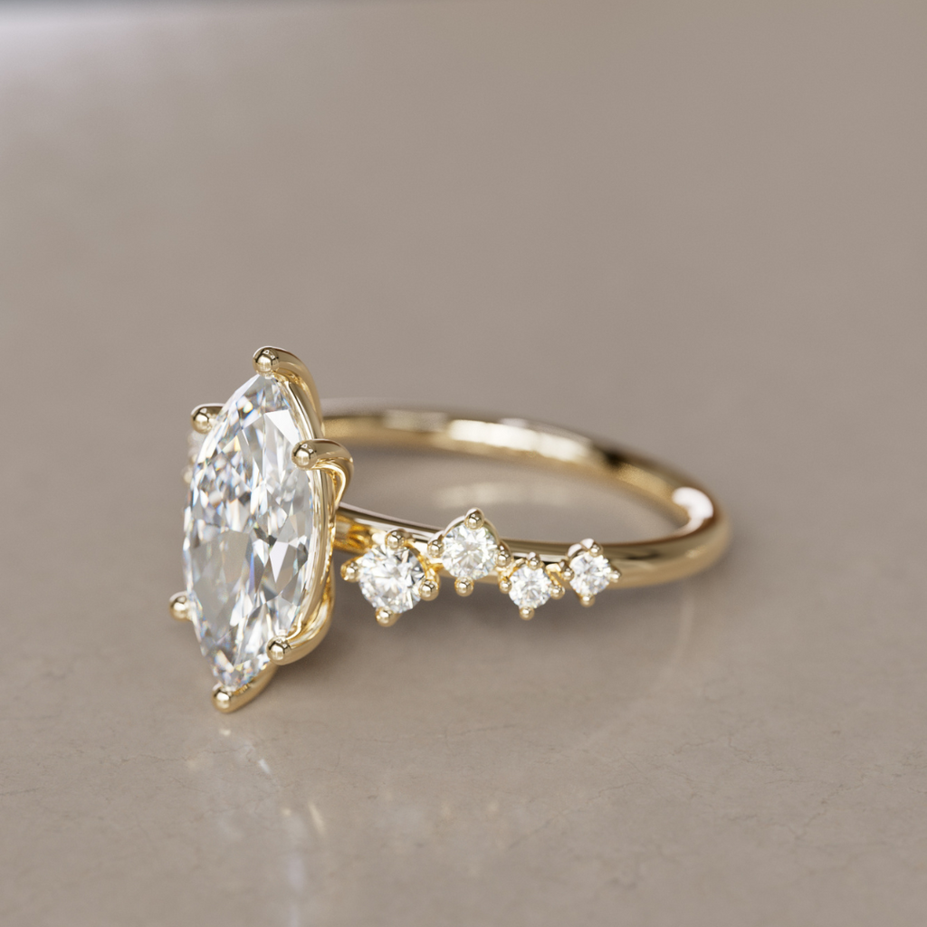 Celestial engagement ring Nature Inspired with Marquise Diamond By Valley Rose