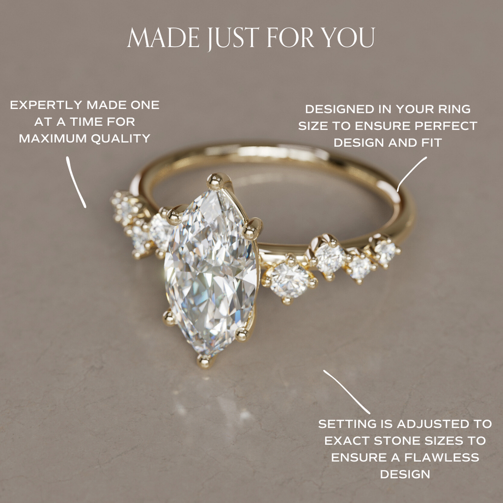 Celestial engagement ring Nature Inspired with Marquise Diamond By Valley Rose