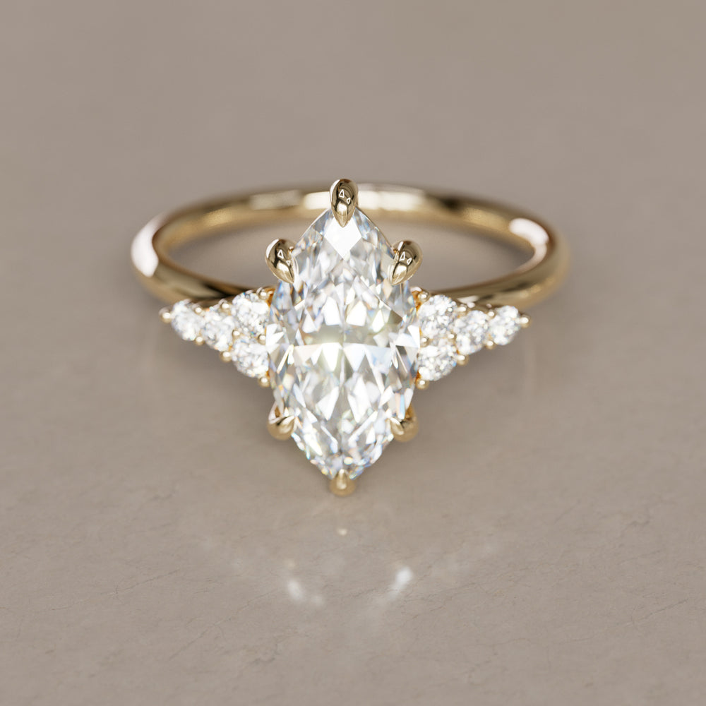 Celestial Engagement Ring Nature Inspired with Marquise Diamond By Valley Rose