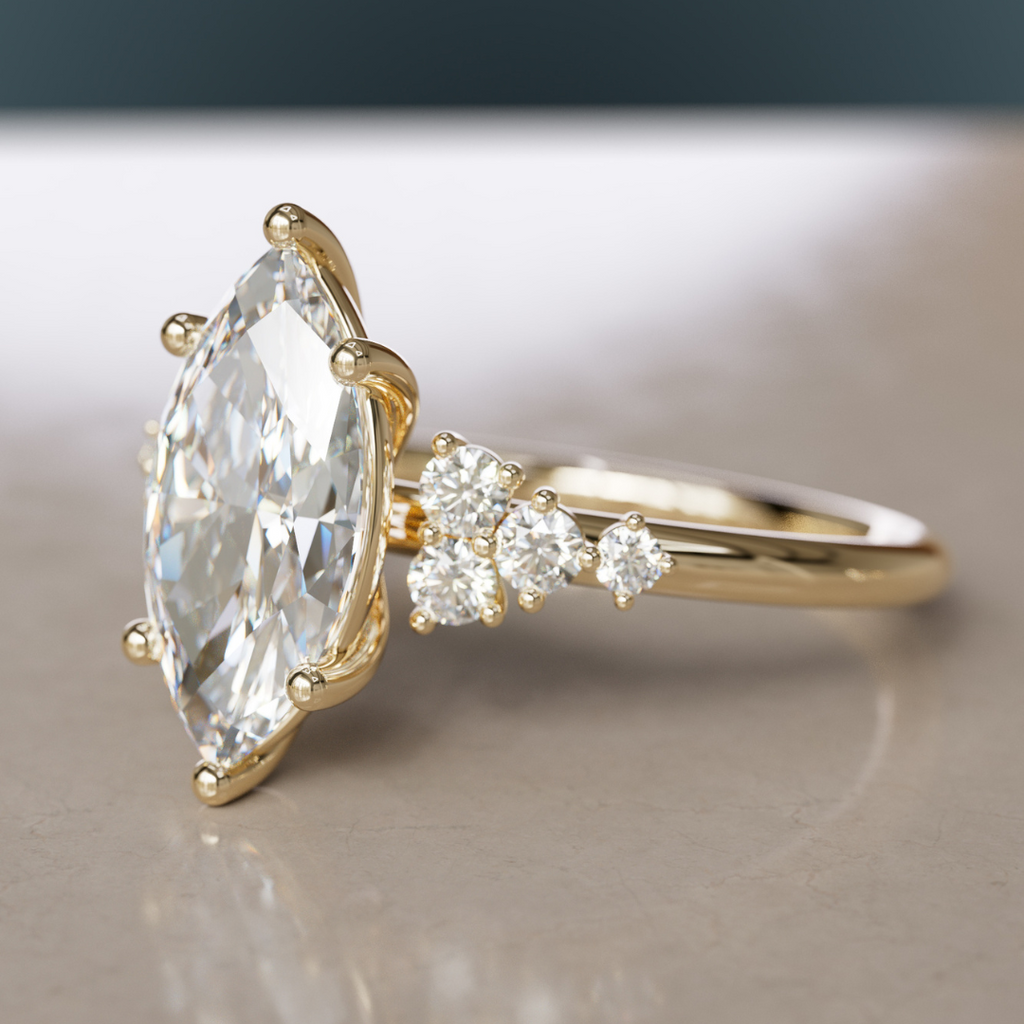 Celestial Engagement Ring Nature Inspired with Marquise Diamond By Valley Rose