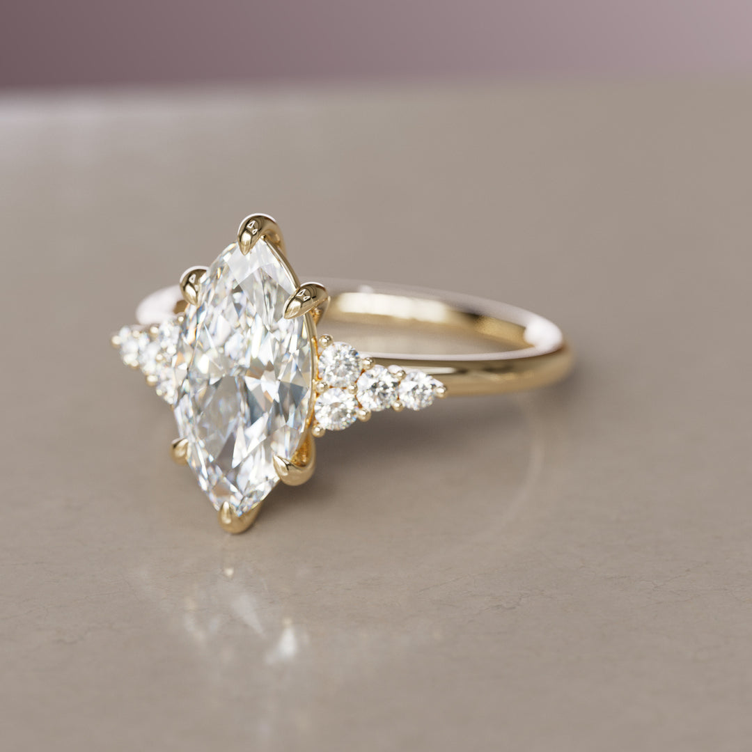 Celestial Engagement Ring Nature Inspired with Marquise Diamond By Valley Rose