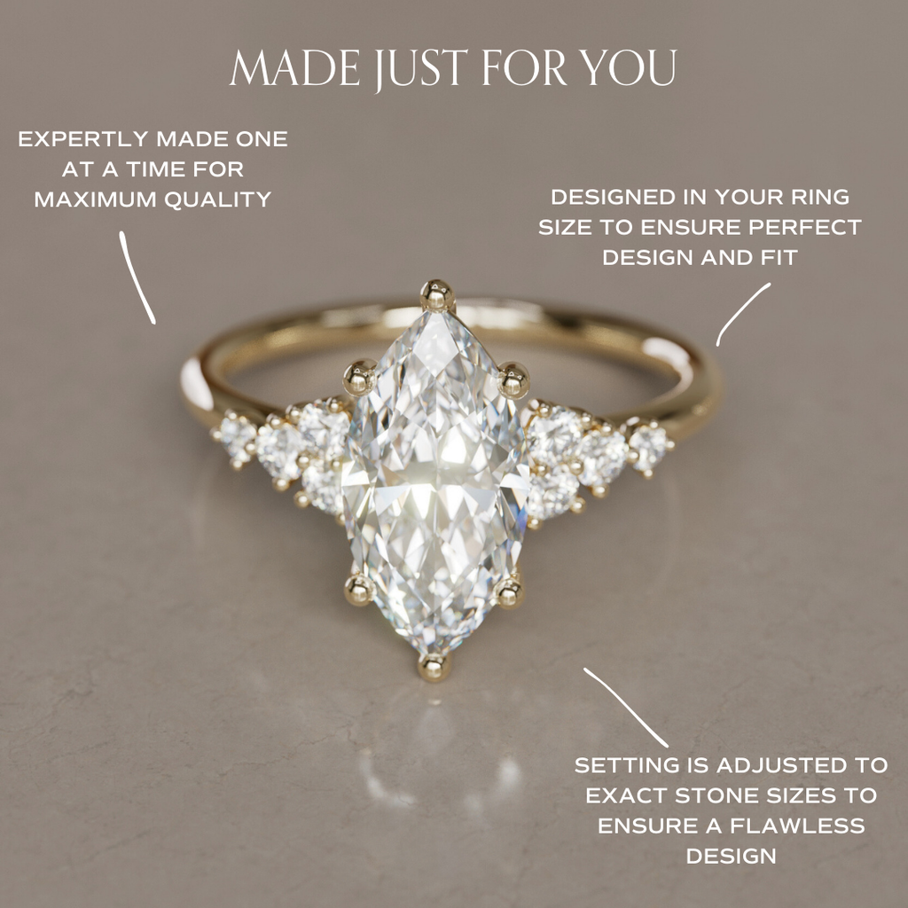 Celestial Engagement Ring Nature Inspired with Marquise Diamond By Valley Rose