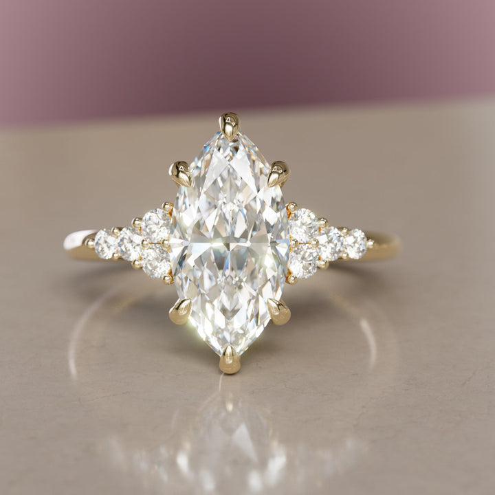 Celestial Engagement Ring Nature Inspired with Marquise Diamond By Valley Rose