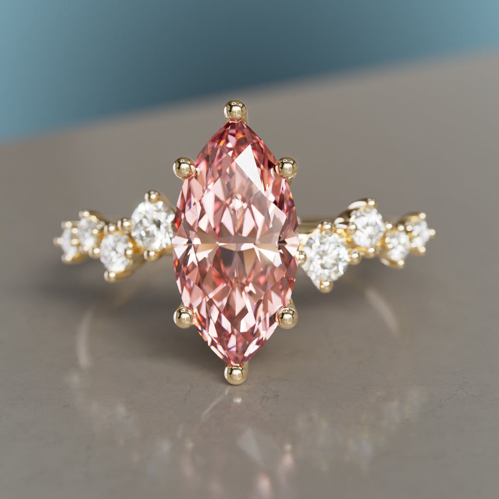 Celestial engagement ring Nature Inspired with Marquise Pink Diamond By Valley Rose