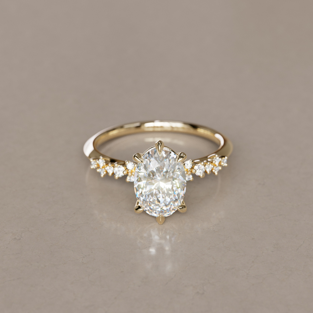 Celestial engagement ring Nature Inspired with Oval Diamond By Valley Rose