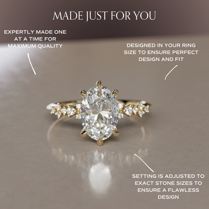 Celestial engagement ring Nature Inspired with Oval Diamond By Valley Rose