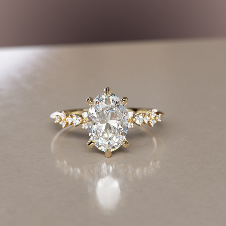 Celestial engagement ring Nature Inspired with Oval Diamond By Valley Rose