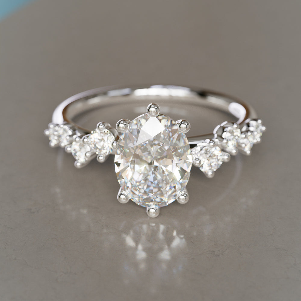 Celestial engagement ring Nature Inspired with Oval Diamond By Valley Rose