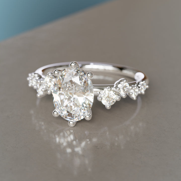 Celestial engagement ring Nature Inspired with Oval Diamond By Valley Rose