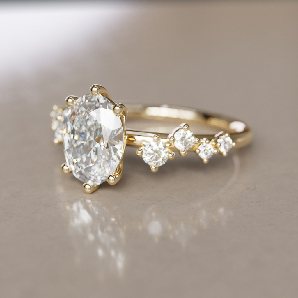 Celestial engagement ring Nature Inspired with Oval Diamond By Valley Rose