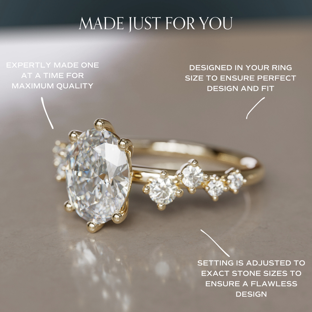 Celestial engagement ring Nature Inspired with Oval Diamond By Valley Rose