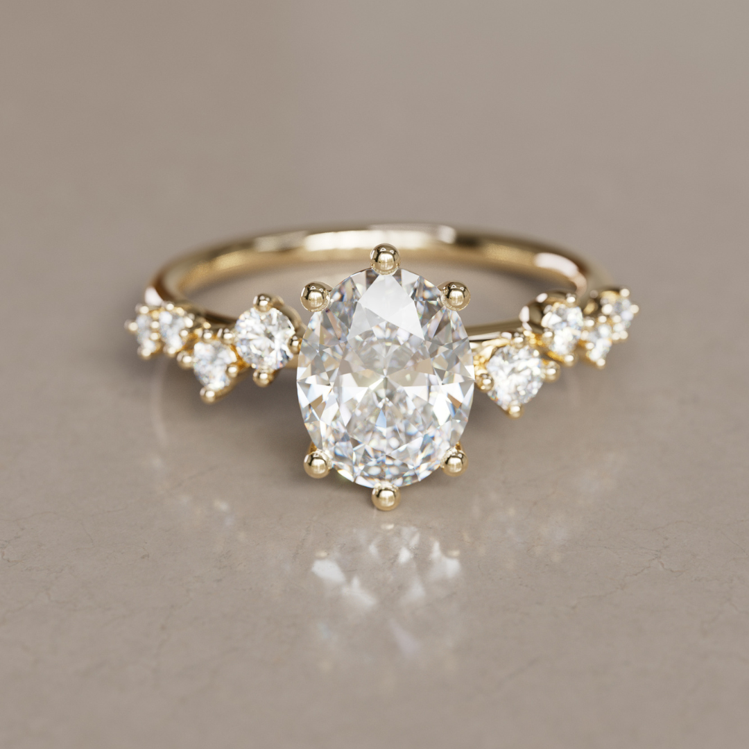 Celestial engagement ring Nature Inspired with Oval Diamond By Valley Rose