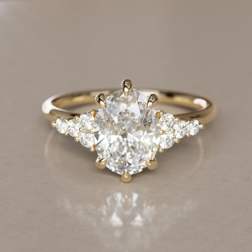 Celestial engagement ring Nature Inspired with Oval Diamond By Valley Rose