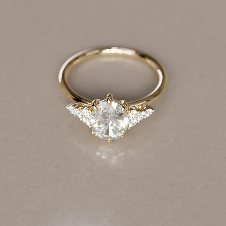 Celestial engagement ring Nature Inspired with Oval Diamond By Valley Rose