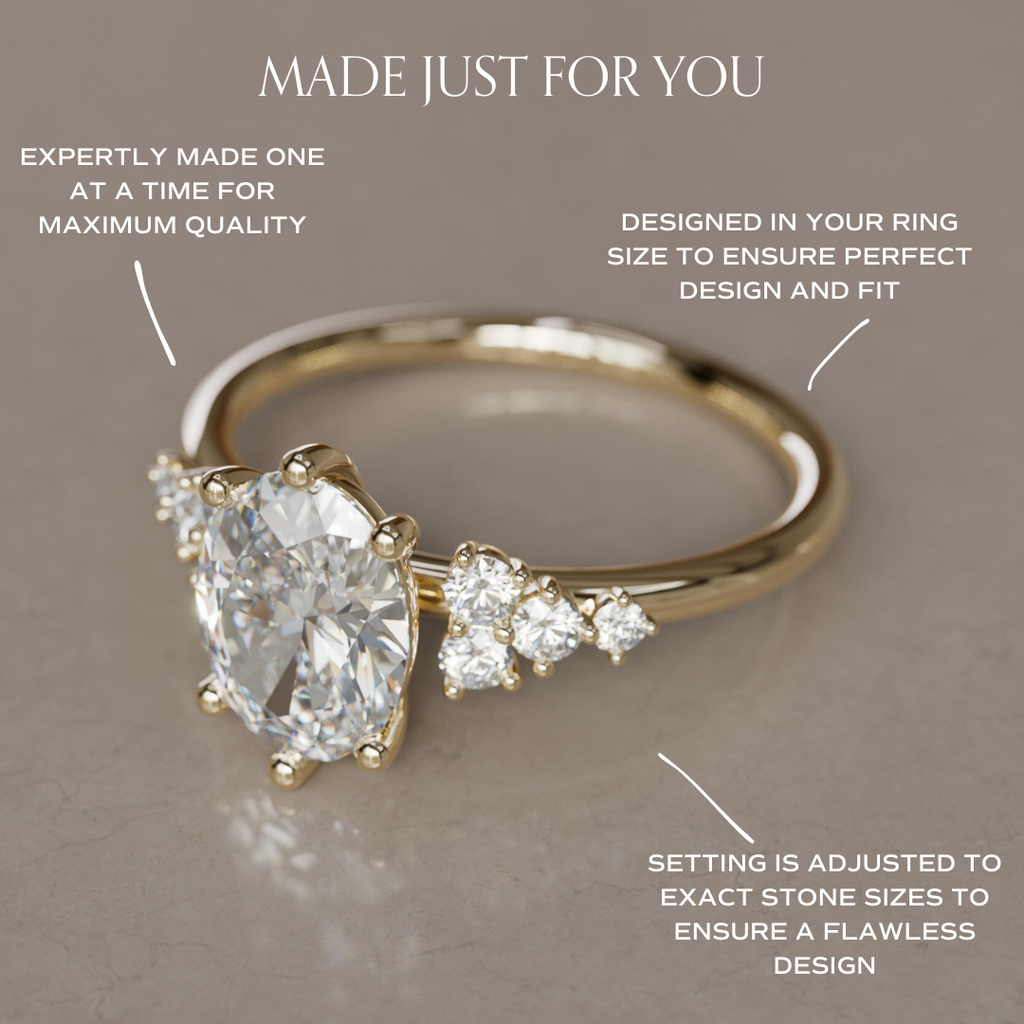 Celestial engagement ring Nature Inspired with Oval Diamond By Valley Rose