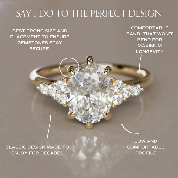 Celestial engagement ring Nature Inspired with Oval Diamond By Valley Rose