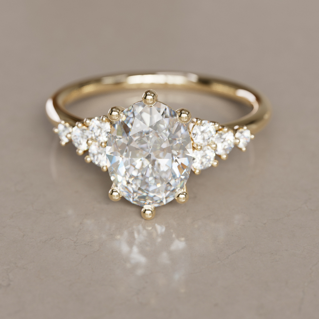 Celestial engagement ring Nature Inspired with Oval Diamond By Valley Rose