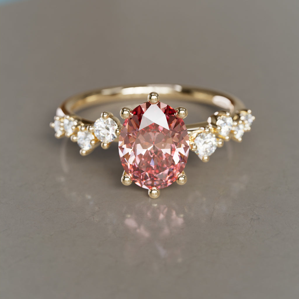 Celestial engagement ring Nature Inspired with Oval Pink Diamond By Valley Rose