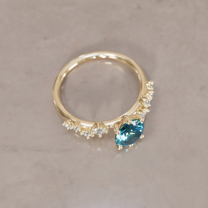 Celestial engagement ring Nature Inspired with Pear Blue Sapphire By Valley Rose