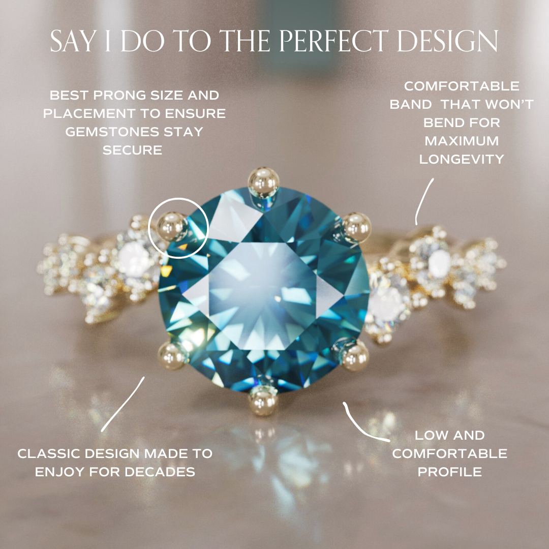 Celestial engagement ring Nature Inspired with Pear Blue Sapphire By Valley Rose