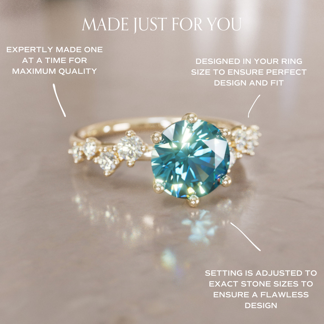 Celestial engagement ring Nature Inspired with Pear Blue Sapphire By Valley Rose