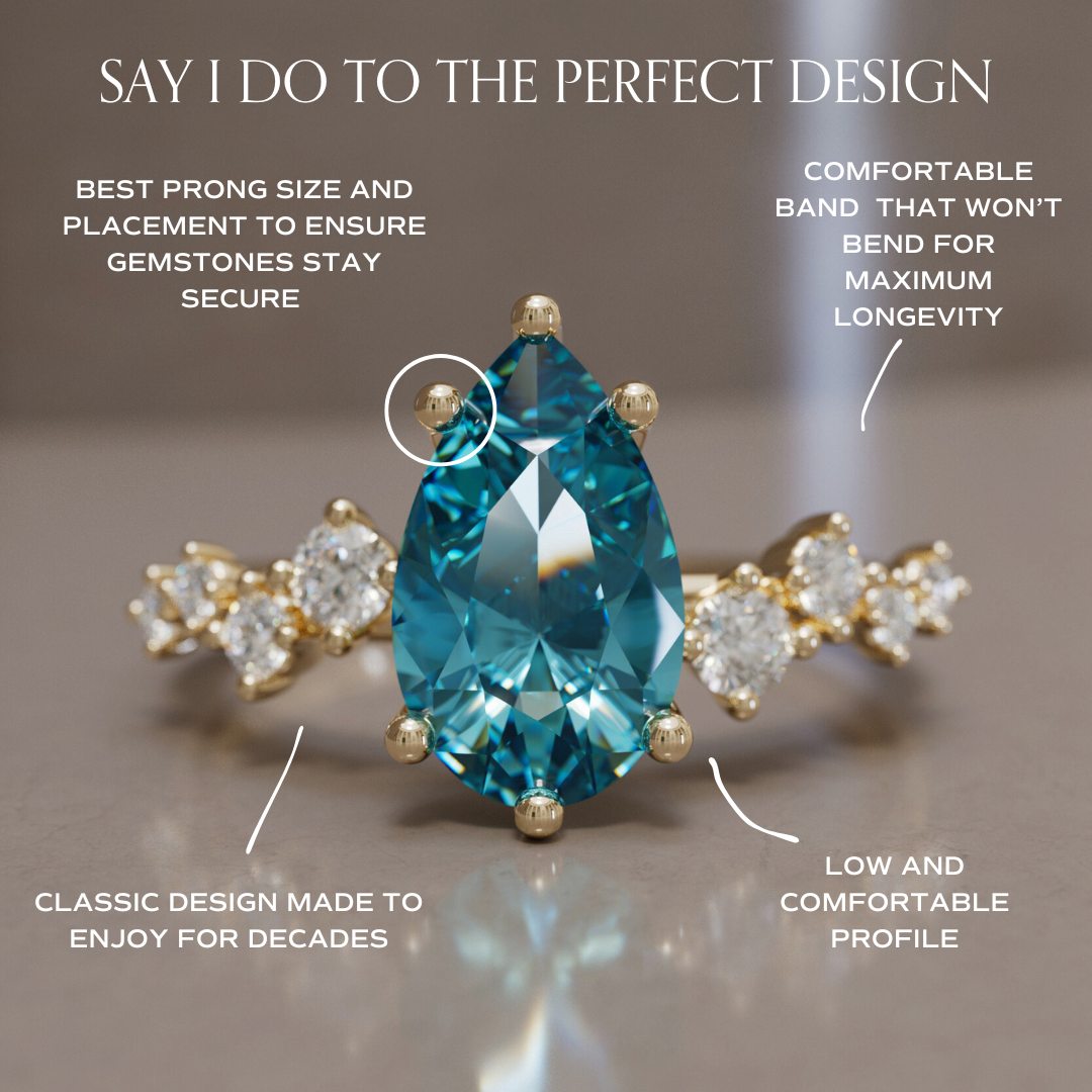 Celestial engagement ring Nature Inspired with Pear Blue Sapphire By Valley Rose