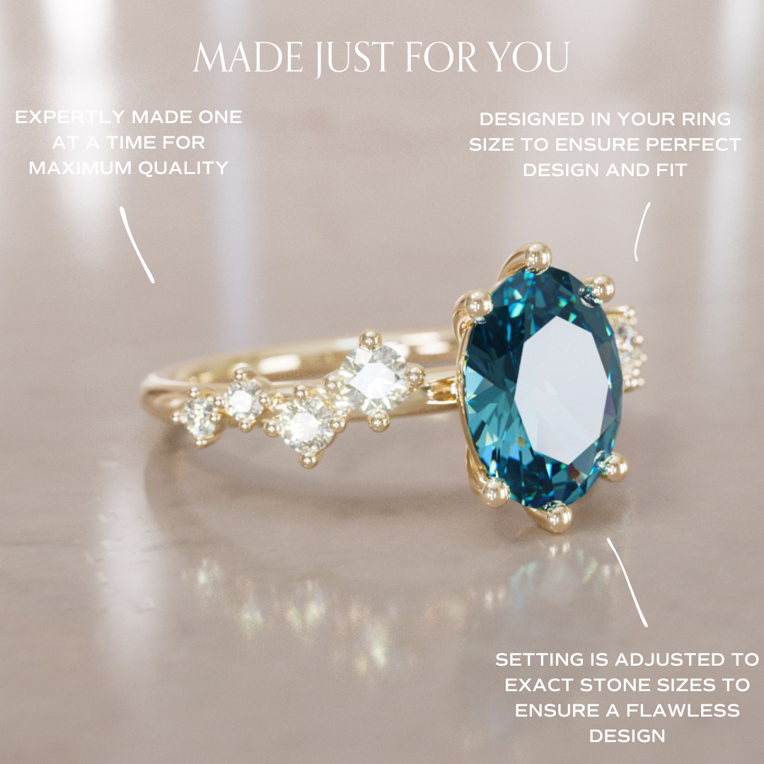 Celestial engagement ring Nature Inspired with Pear Blue Sapphire By Valley Rose