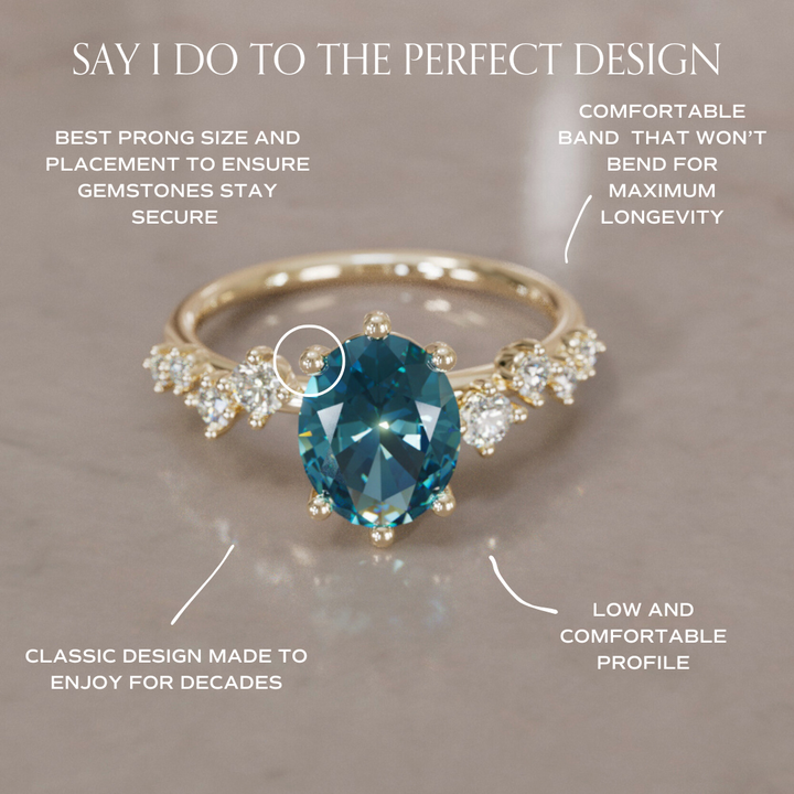 Celestial engagement ring Nature Inspired with Pear Blue Sapphire By Valley Rose