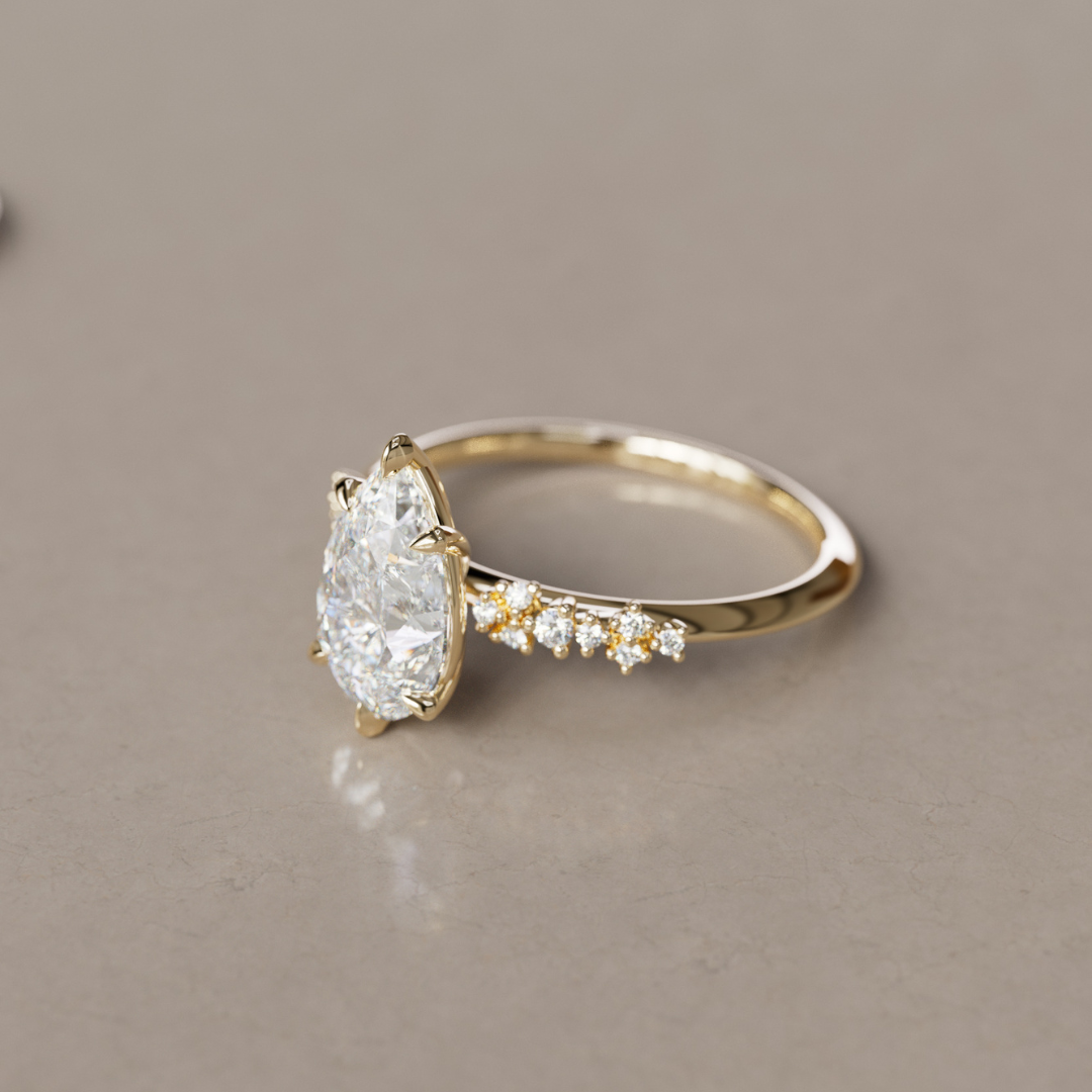 Celestial engagement ring Nature Inspired with Pear Diamond By Valley Rose