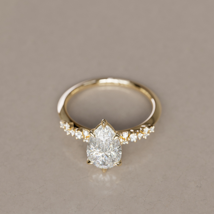 Celestial engagement ring Nature Inspired with Pear Diamond By Valley Rose