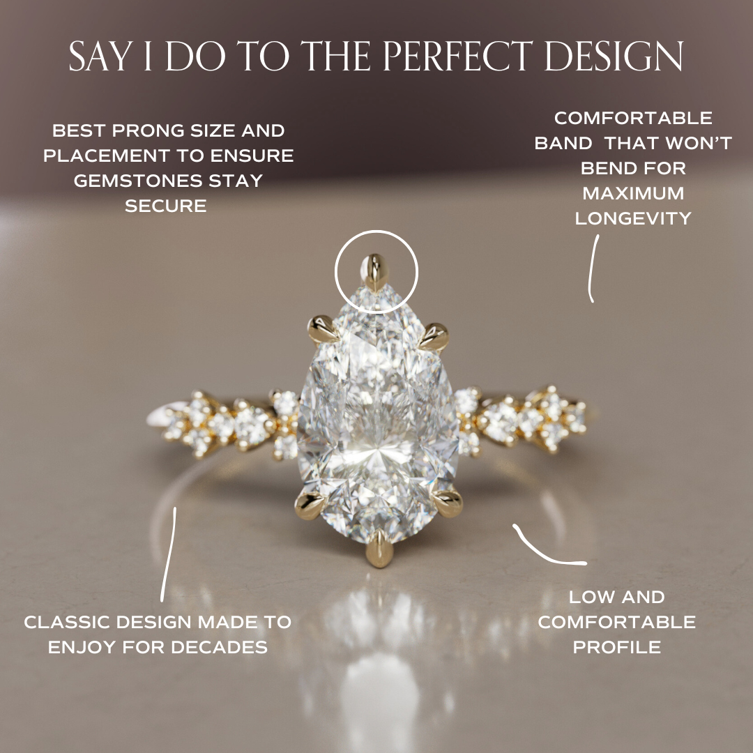 Celestial engagement ring Nature Inspired with Pear Diamond By Valley Rose