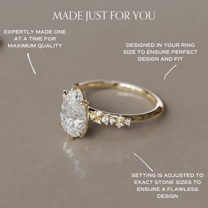 Celestial engagement ring Nature Inspired with Pear Diamond By Valley Rose