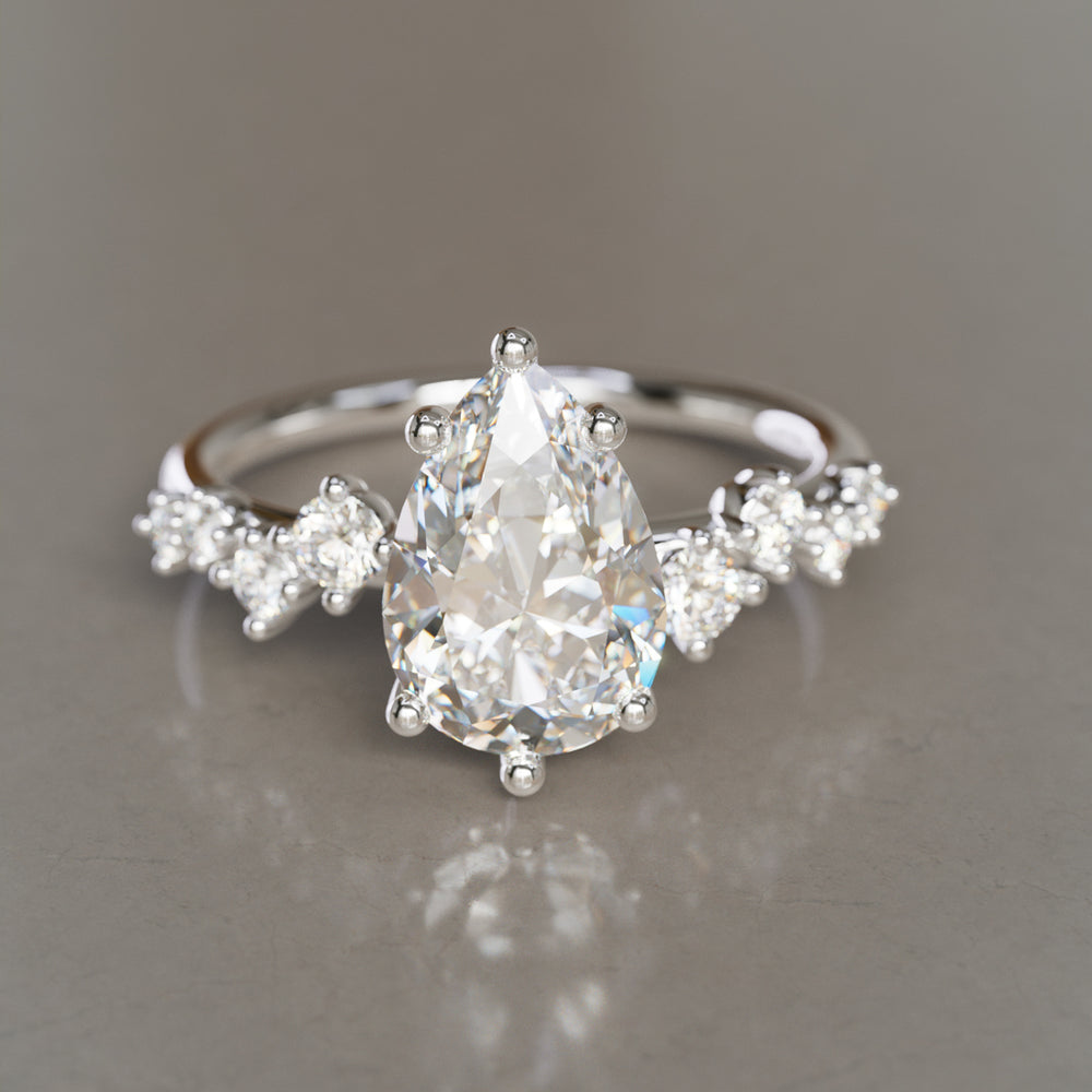 Celestial engagement ring Nature Inspired with Pear Diamond By Valley Rose