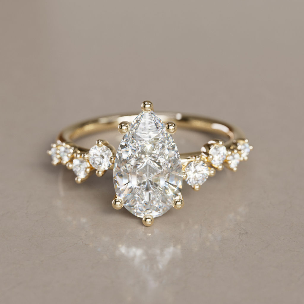 Celestial engagement ring Nature Inspired with Pear Diamond By Valley Rose