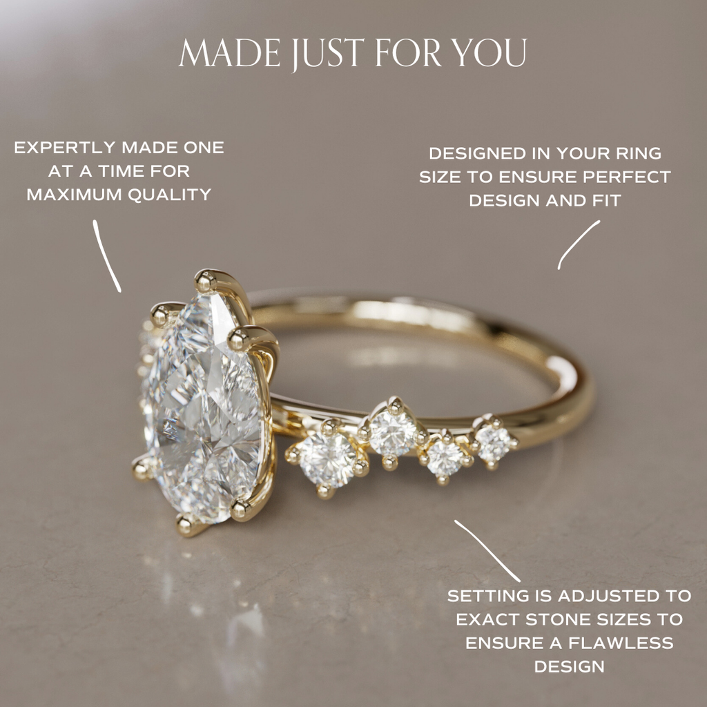 Celestial engagement ring Nature Inspired with Pear Diamond By Valley Rose