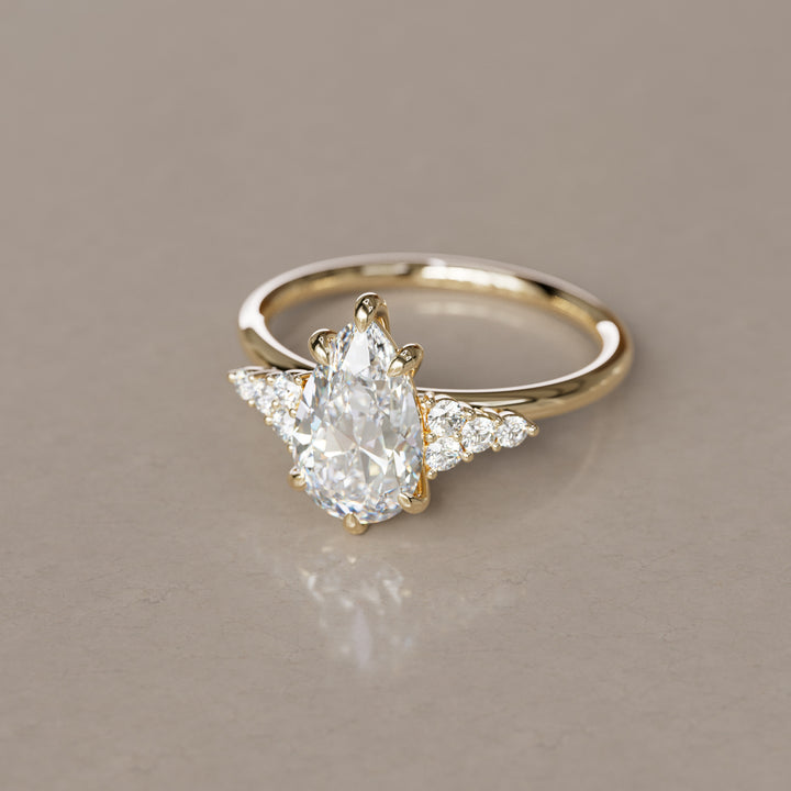 Celestial engagement ring Nature Inspired with Pear Diamond By Valley Rose