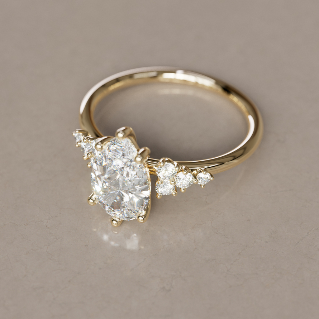 Celestial engagement ring Nature Inspired with Pear Diamond By Valley Rose