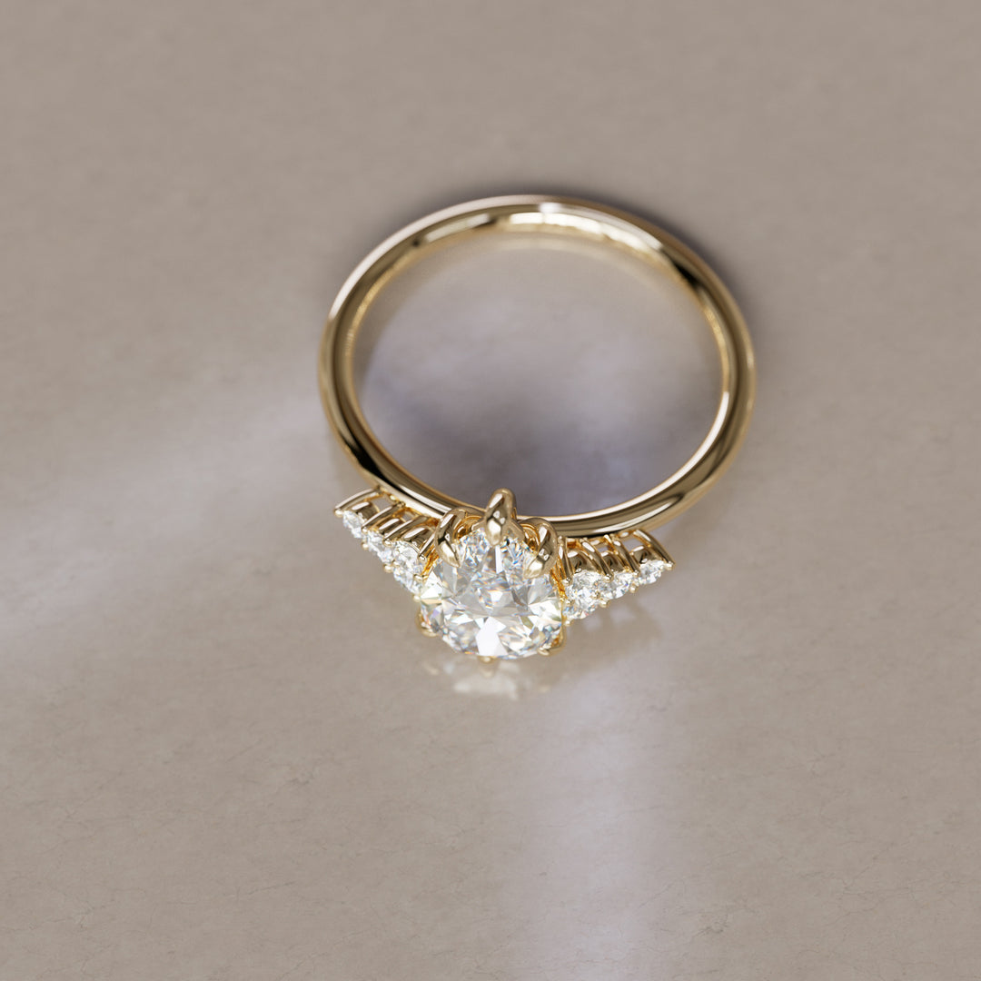 Celestial engagement ring Nature Inspired with Pear Diamond By Valley Rose