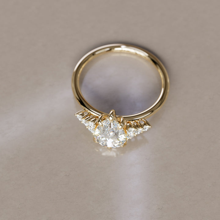 Celestial engagement ring Nature Inspired with Pear Diamond By Valley Rose